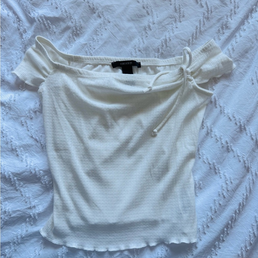 Forever 21 Cream Off-Shoulder Blouse